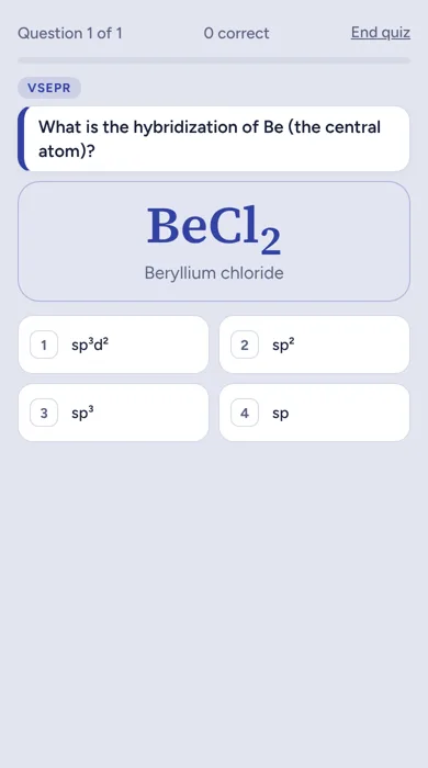 General Chemistry question in Quanta: VSEPR shapes and hybridization