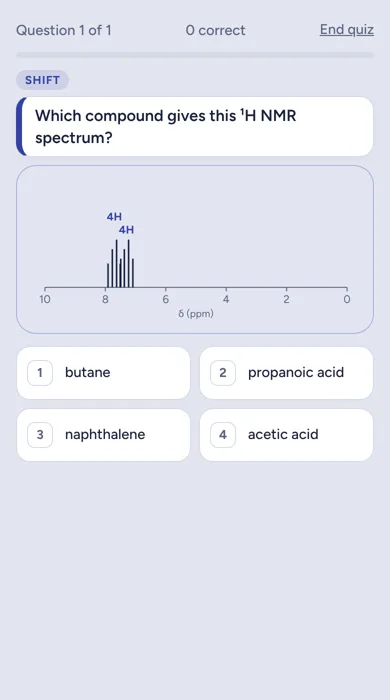 Organic Chemistry question in Quanta: Reading ¹H NMR spectra