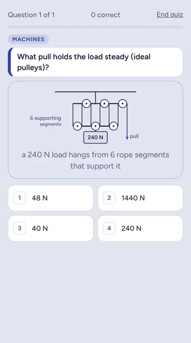 Physics question in Quanta: Pulleys and mechanical advantage